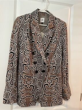 CAbi Double-Breasted Python Print Blazer in Brown and Black